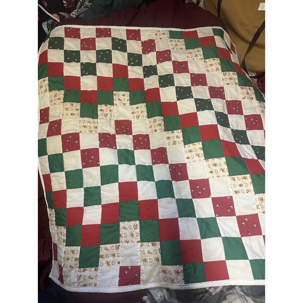 Red White And Green Patchwork Quilt Small